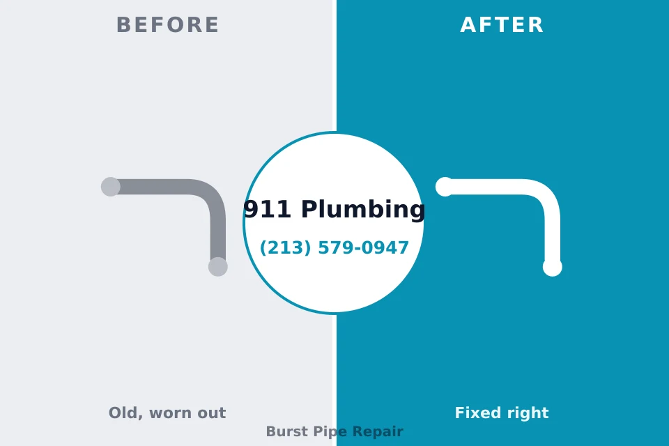 Before and after: plumbing repair Portland, ME